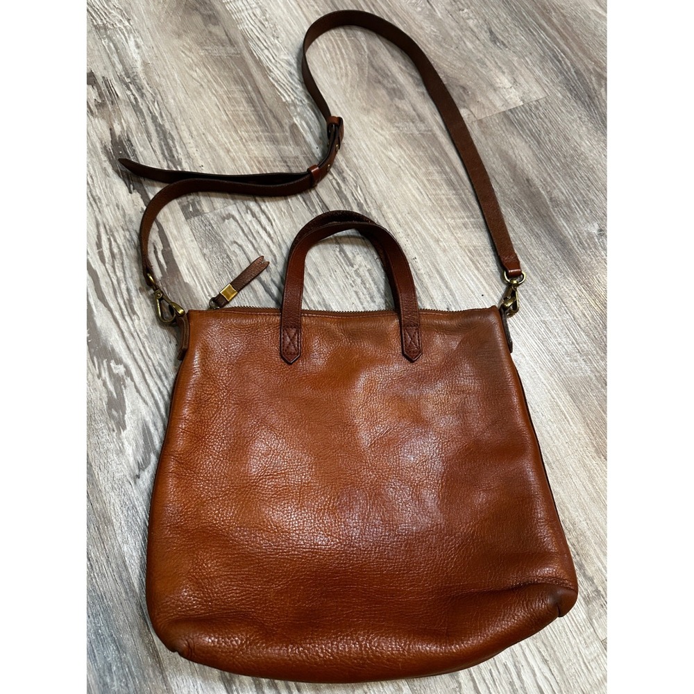 Madewell Zip Top Transport Crossbody Bag Leather Tan Brown Tote